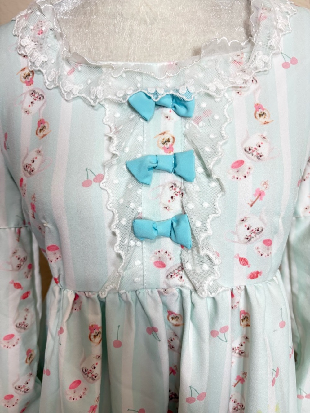 Sweet Lolita Pastel Bunny Cake Lace Mini Dress Kawaii Harajuku Coquette Small - Picture 3 of 10